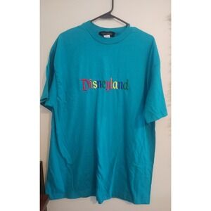 Vintage Single Stitch Embroidered Disneyland Shirt Large Xlarge USA Made Teal‎